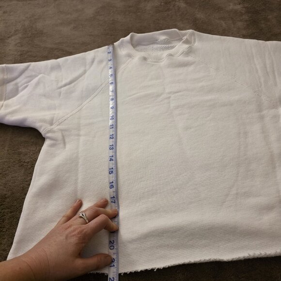AG Adriano Goldschmied White Short Sleeve Sweatshirt Top Small Made USA - Picture 10 of 11